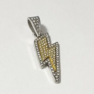 Two-Tone CZ Lightning Bolt Pendant